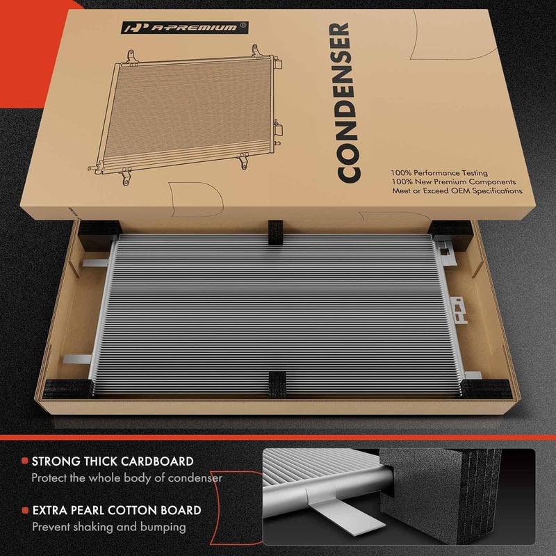 A-Premium مكثف تكييف الهواء A/C متوافق مع طرازات شيفروليه، جي إم سي وكاديلاك - سيلفرادو 1500، سوبربان 2500، تاهو، سييرا 3500، يوكون، إسكاليد، H2 - Image 3